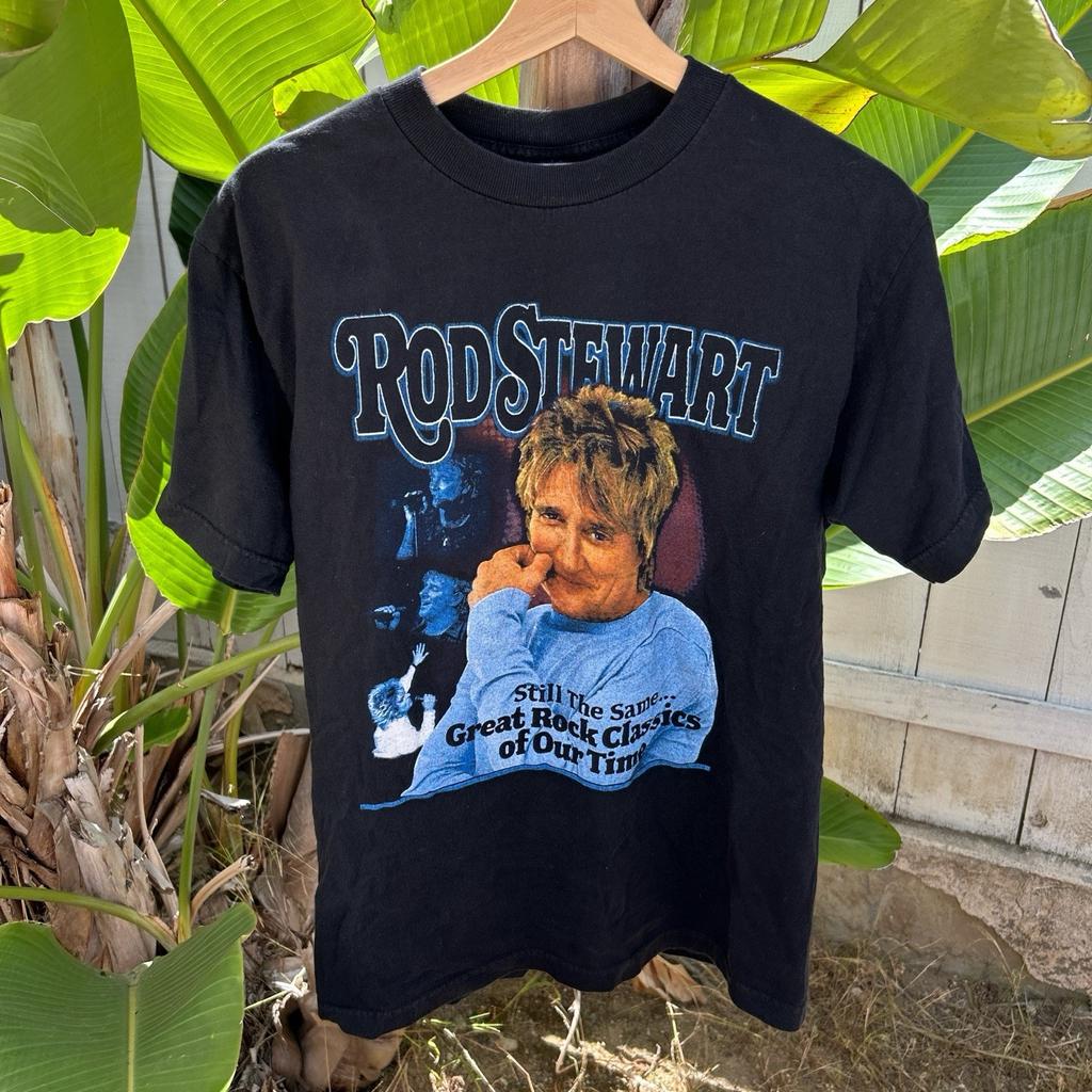 Vintage 2000s Rod Stewart Tour T Shirt Black Size M Unisex T-Shirt