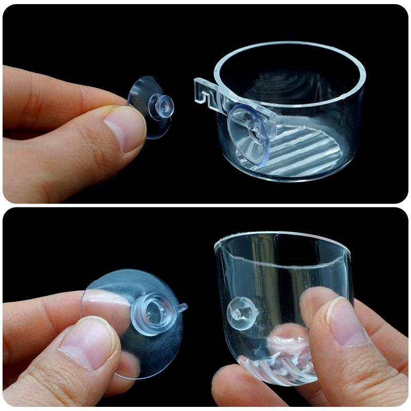 Aquarium Decoration Plant Cup Pot Acrylic Waterweed Cup with Suction Holder Mini Gardening Vase Red Worm Feeder For Fish Tank