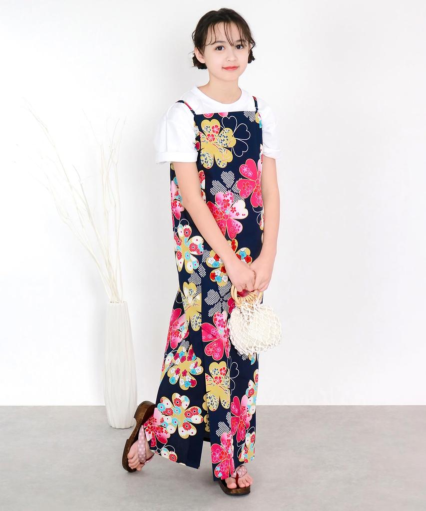 Yukata One Change 2 Piece Set Heiko Junior Girls Full of [KYOETSU] Set, Yukata, Piece, Girls, Unbleached, Weave, (Yukata, Obi), (4. Flowers, 150cm)