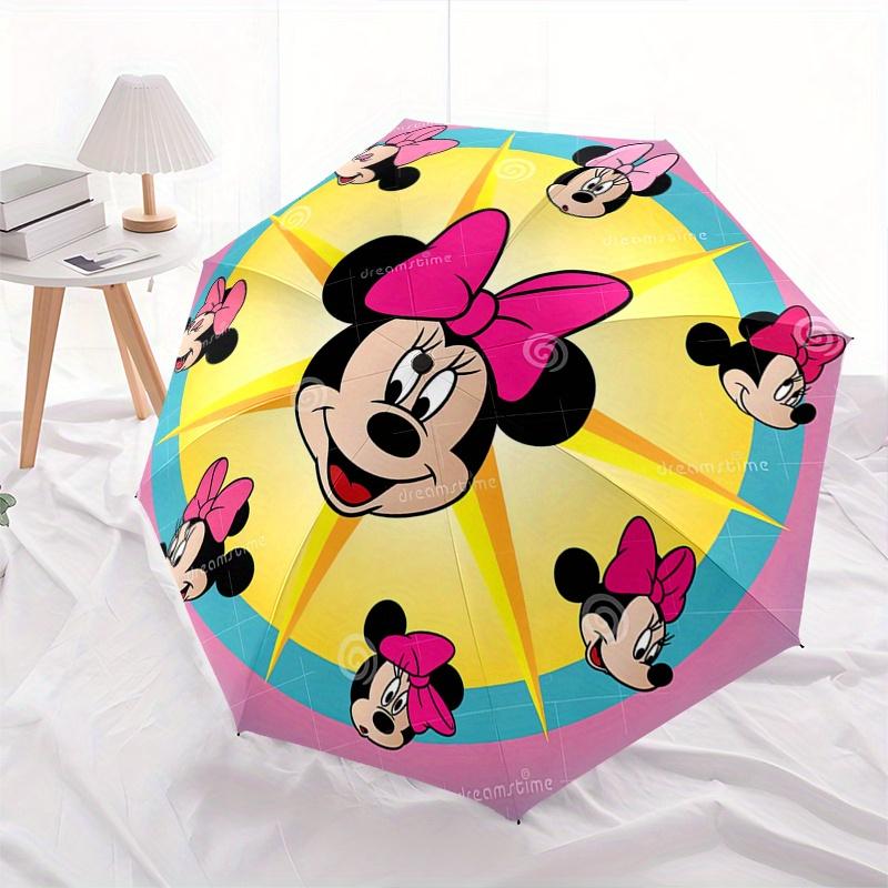 Minnie Mouse,Cartoon Themed Automatic Opening and Closing Folding Umbrella, Reinforced 8 Ribs, Compact Travel Design, Fashionable Folding Um