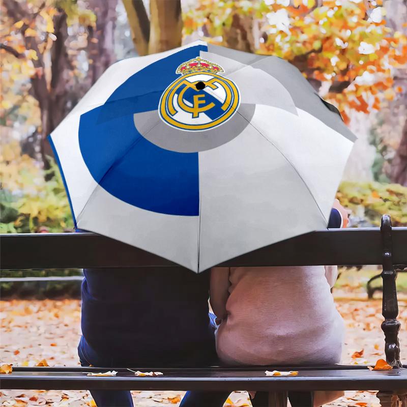 Real Madrid CF  pattern, automatic folding umbrella, portable and foldable design, 8 ribs, a Christmas or birthday gift.