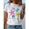 Women'S Casual Short-Sleeve T-Shirt- Ocean-Themed Colorful Geometric Starfish An