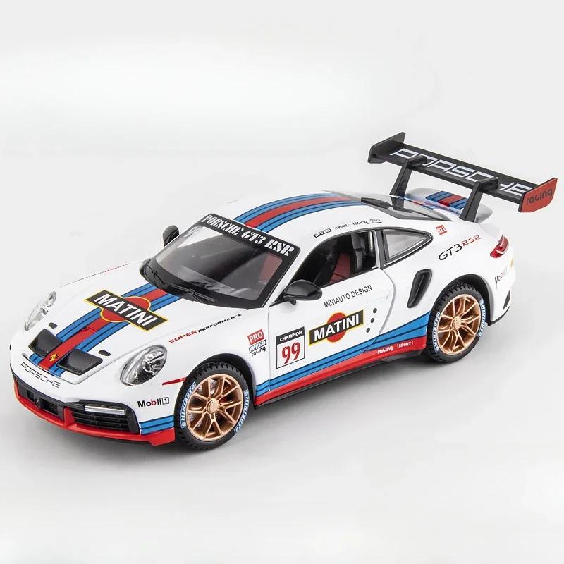 pdbn6 1:24 Alloy Porsche 911 GT3 RSR Sports Cars Diecast Miniature Models Toy with Sound Light Pull Back Vehicle Boys Collection Gifts