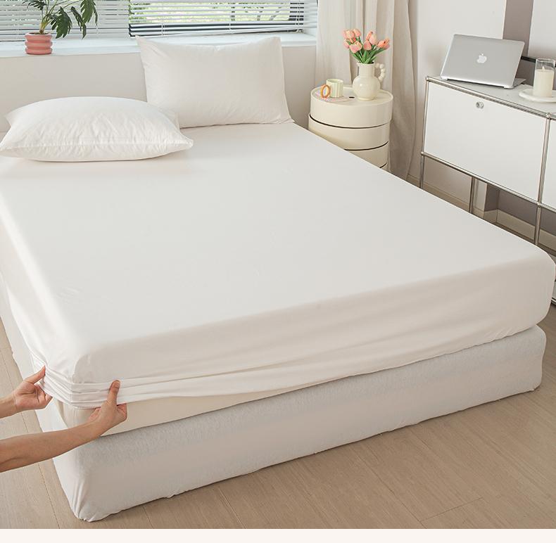Clever Plan 100% Cotton Thickened Solid Color Fitted Bed Sheet