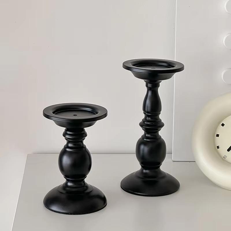 American Retro Black Iron Candle Holder Table Decoration Ornaments Aromatherapy Candlestick Roman Pillar Candle Holder
