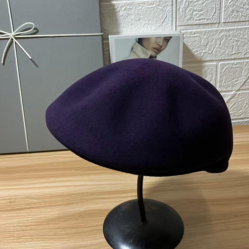 Premium pure wool beret children autumn and winter big head circumference showing face small painter hat warm bud hat tide