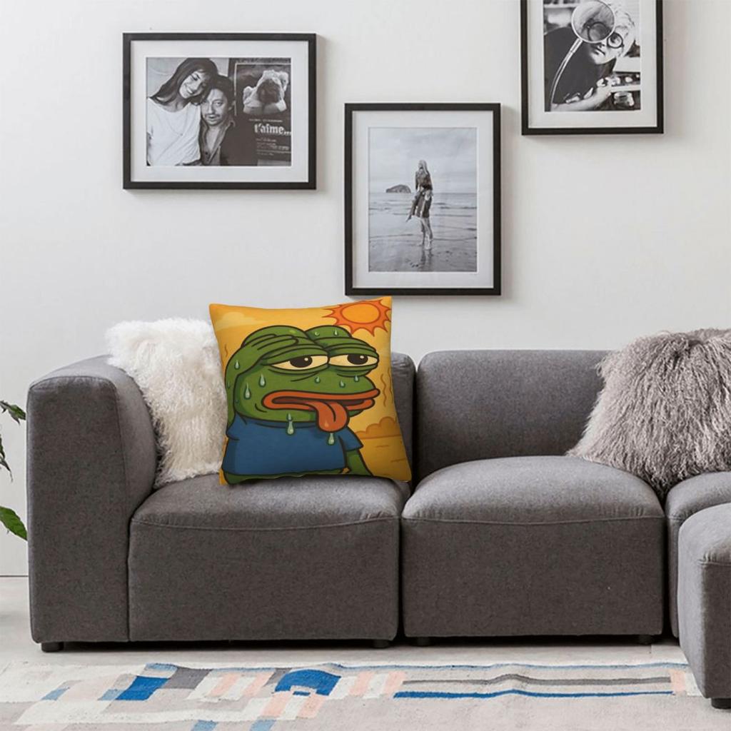 Sad P-Pepe Frog Meme Pillow Case Vintage Pillow Cover Soft Custom Diy Cushion Cover Pillowcases For Living Room Chair