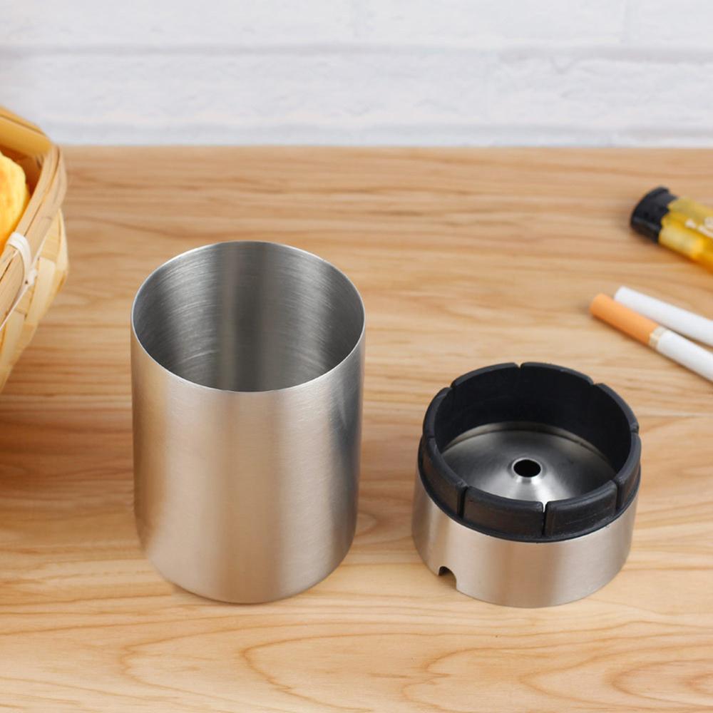 Stainless Steel Car Ashtray Automatically Extinguished Cigarette Smokeles Holder