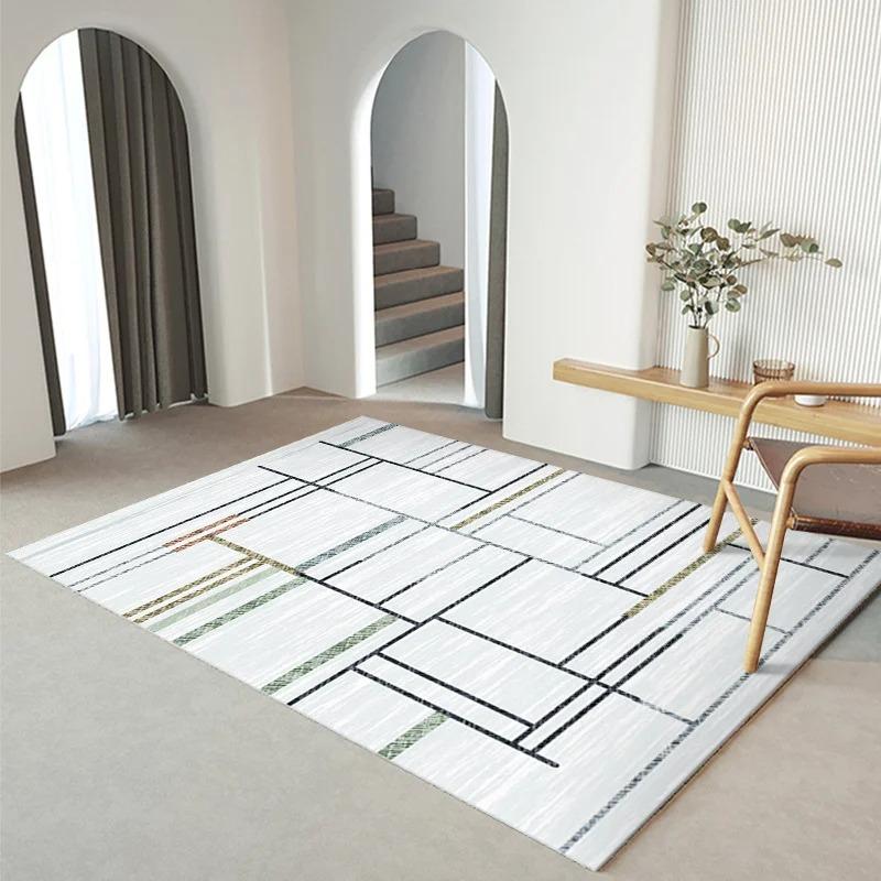 Architectural Geometric Rug In Blue Gray Tones Modern Decorative Carpet To Enhance Living Room Sophistication