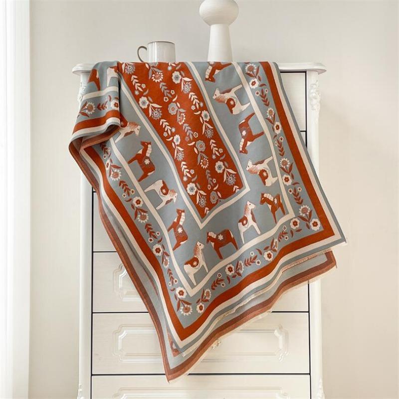 Women S European Style Pony Pattern Thick Warm Versatile Casual Neck Scarf