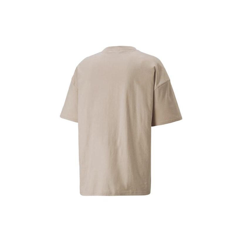 Puma Solid Color Logo Casual Round Neck Short Sleeve T-Shirt Men Tops Brown 538070-88