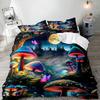 Mushroom Duvet Cover Natural Wild Fungus Bedding Set Enchanted Woodland Fairy Tale Butterfly Floral Botanical Comforter Cover