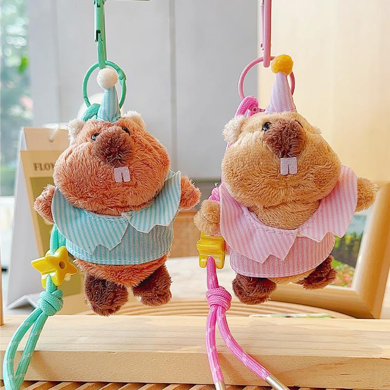 Clothes Groundhog Wearing Hats Cartoon Plush Keychain Daily Use Pendant Gifts