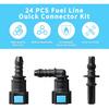 Fuel Line Quick Connect Kit 24PCS,Assorted 5/16 3/8 Fuel Line Fittings Nylon Straight Push-On Release Hose Connector