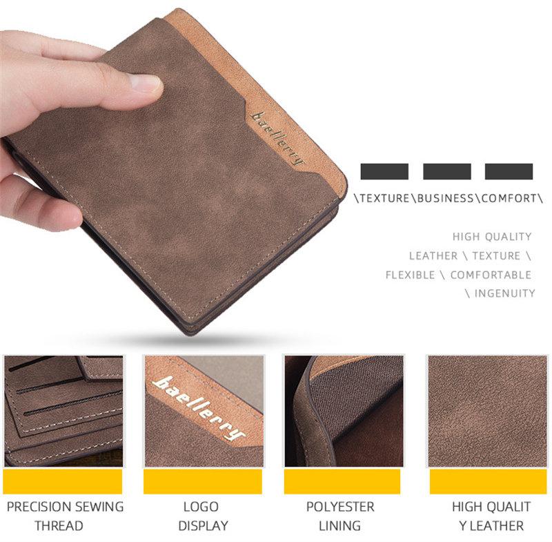 Baellerry Men Fashion Short Wallets Classic Vintage Design Card Holder for Man Male Purse Wallet Casual Business Money Clips