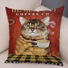 Cute Pet Cartoon Animal Cushion Retro Coffee Cat Pillowcase Decoration Sofa Home Car Pillowcase