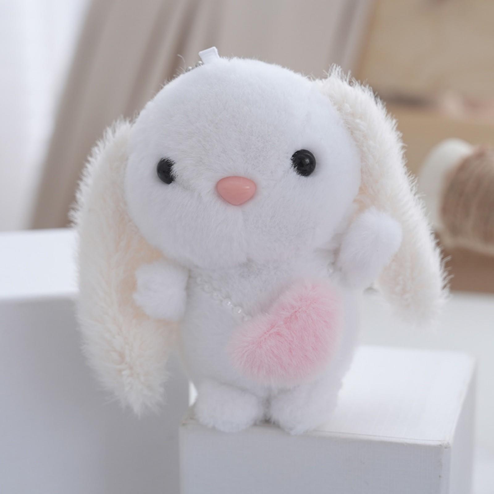 

Long-eared Plush Toy, Cute Bunny Keychain/bag Charm, Small Gift, Bag Accessory, Doll. One Size білий