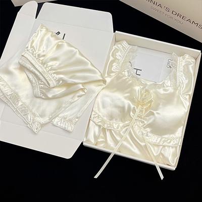 Simple Princess Style Pajamas Set Ladies Suspenders Shorts Ruffled Thin Pyjamas Set Summer Breathable Soft Comfortable 2-pcs Sleepwear for Women