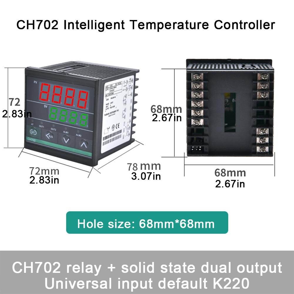 Dual Output SSR and Relay CH102 CH402 CH702 CH902 Two Relay Output LCD Digital PID Intelligent Temperature Controller AC 220V