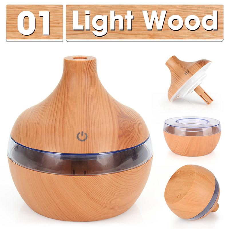 300ML Air Humidifier Essential Oil Aroma Diffuser Home Ultrasonic Wood Grain humidificador USB Mist Maker umidificador purifier Light Wood Grain