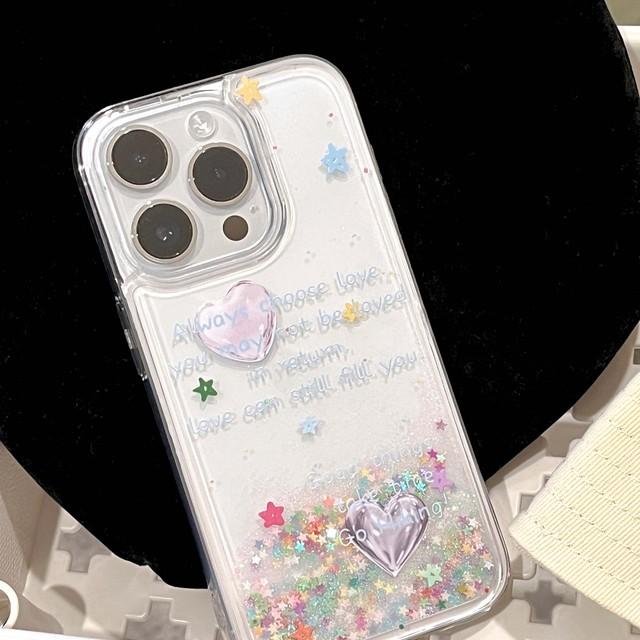 

Милый блестящий зыбучий песок, блестящие звезды, 3d сердце любви, противоударный чехол для телефона Iphone 13 Promax 11 12 14 Pro Max Capa For iphone 13