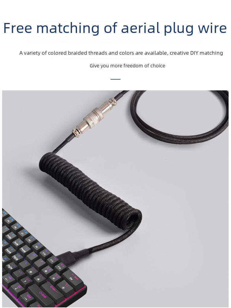 Καλώδιο Μηχανικού Πληκτρολογίου Type-C με Αεροπορικό Βύσμα και Ελατηριωτό Συνδετήρα