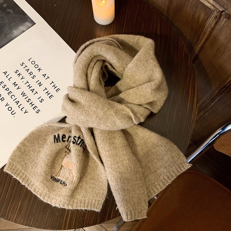 Christmas gift deer cashmere scarf women's winter new atmosphere warm thickened cold and windproof scarf