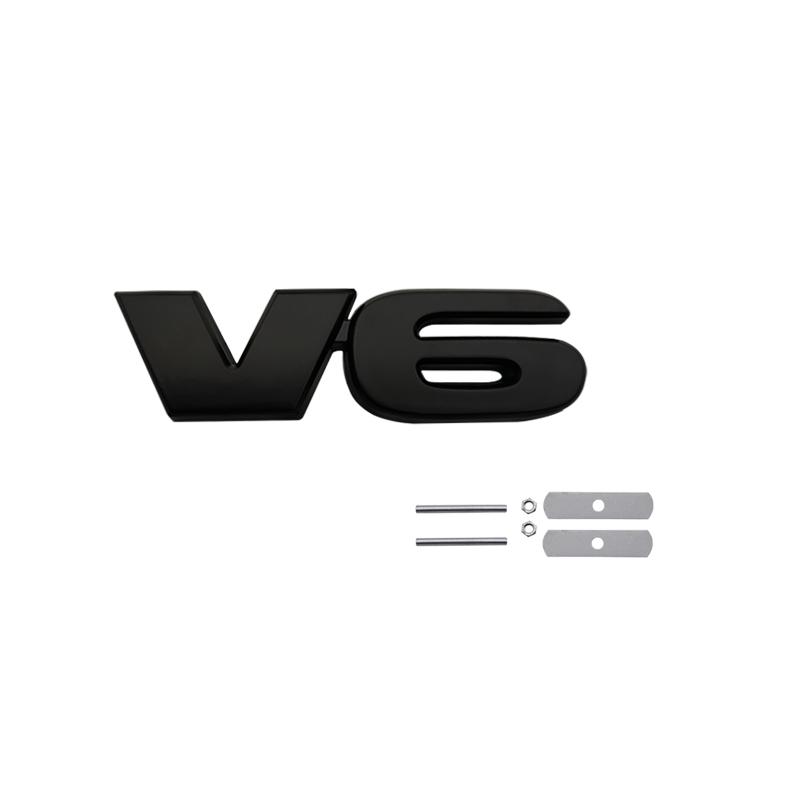 Car Accessories Metal Grille Emblem Rear Trunk Body V6 Badge Sticker For Mazda Ford Toyota Honda Suzuki JEEP Chevrolet SUV