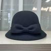 Autumn and winter new wool bucket hat women's retro elegant Hepburn style top hat French fashion temperament basin hat