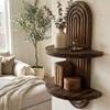 Oval Threaded Wooden Wall Shelves Natural Artistic Wooden Stand Wall Mounted Shelf  Living Room