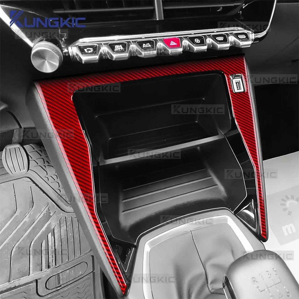 Real Soft Carbon Fiber Sticker LHD RHD For Peugeot 208 E-208 2020 2021 2022 2023 2024 2025 Car Central Control Panel Trim