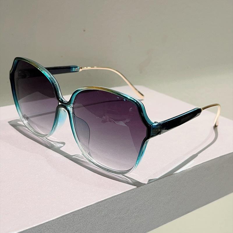 Classic retro leopard print hollow oval large frame sunglasses elegant temperament plain photo thin sunglasses