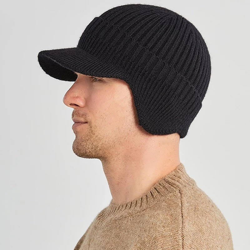 European And American Men Winter Warm Ear Protection Knitted Hat Outdoor Riding Fleece Hat