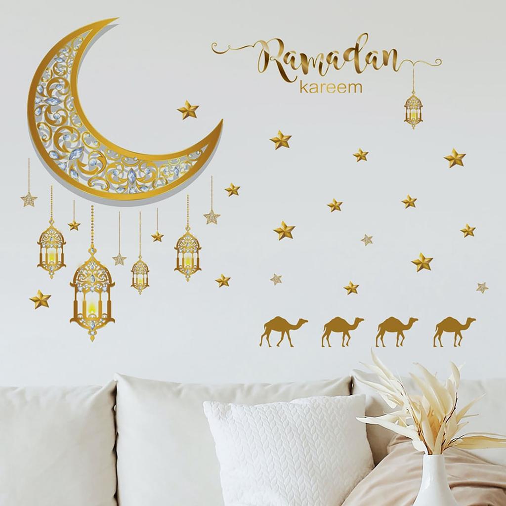 Ramadan Decorations For Home Stickers. Islamic Muslim Wall Stickers.Eid Mubarak Ramadan Decor Moon Stickers Decals. Window