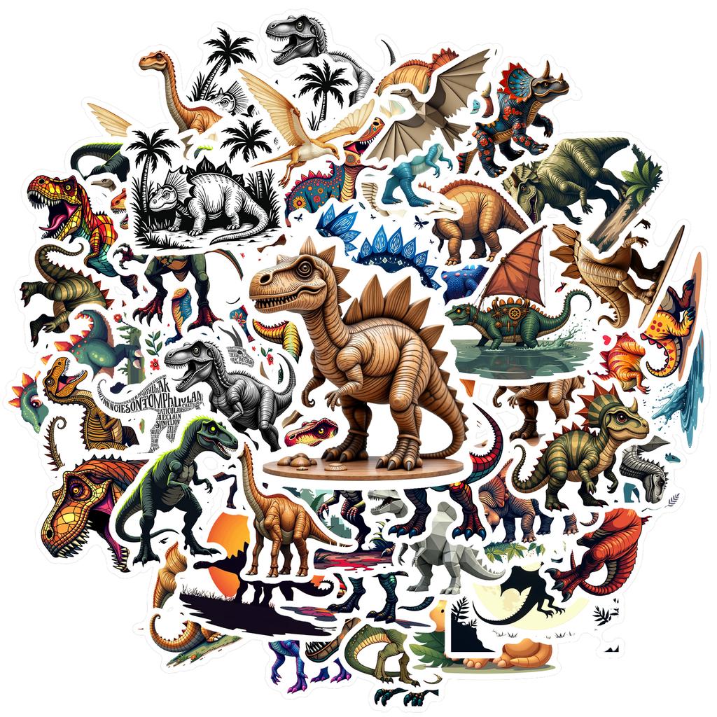 35-70pcs Diverse Dinosaur Stickers Cartoon Animal Sticker Aesthetic Phone Bike Wall Scrapbook Motorcycle Waterproof Graffiti