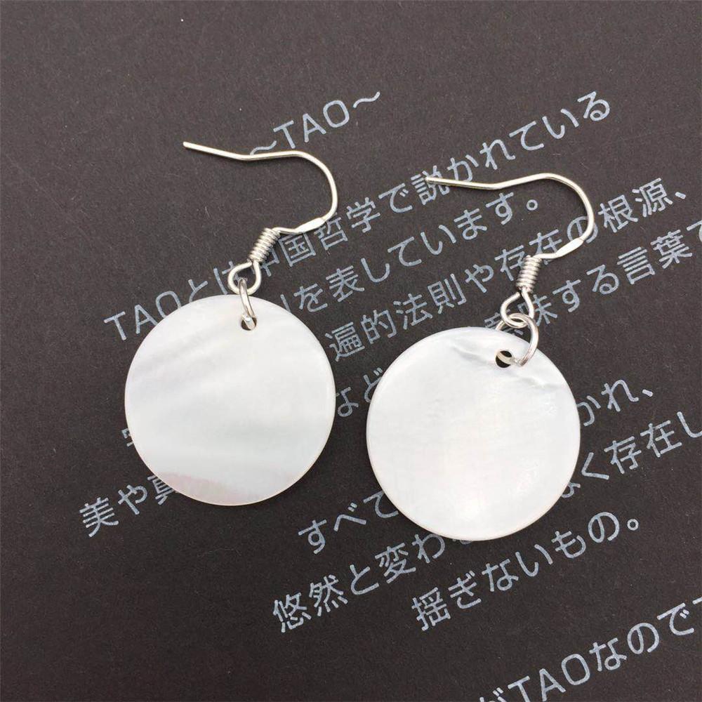 

Bohemia Round Shape Natural Shell Anti Allergic 925 Silver-plated Hook Dangle Earrings for Women No Piercing Ear Clips Jewelry