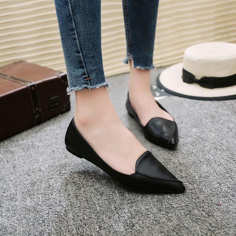 2025 spring and summer new single shoes women's pointed flat-soled comfortable shoes soft-soled versatile single shoes women