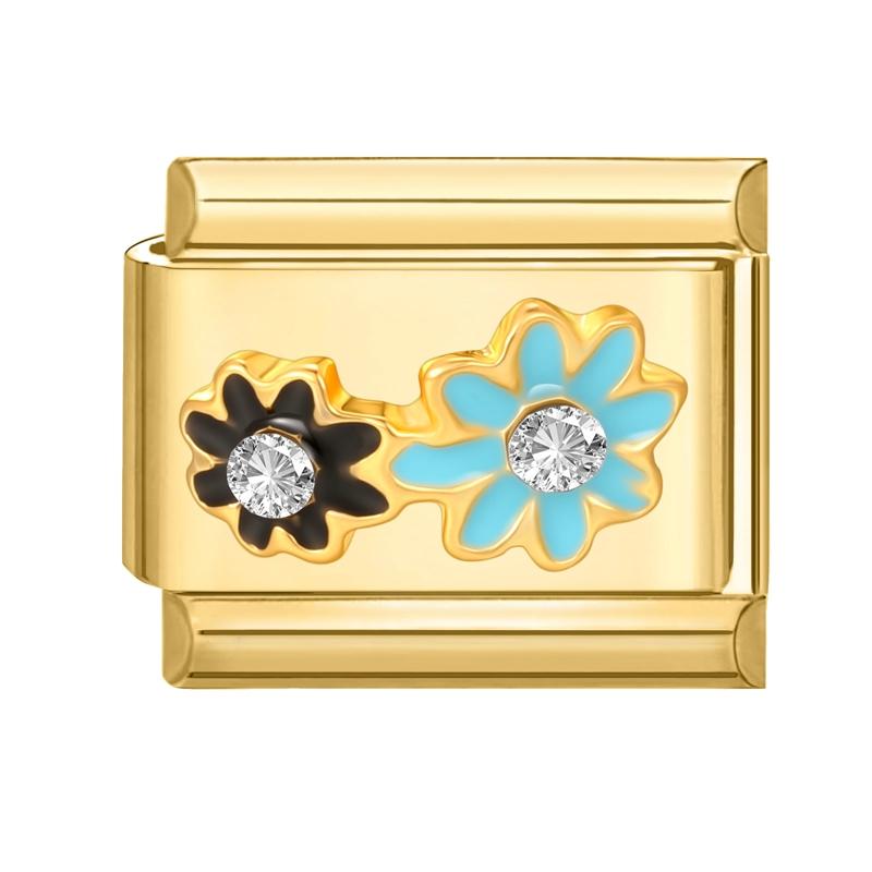 NEW Brilliant Zircon Love Heart Bow Starfish Flower Sun Italian Charm Links Fit 9mm Stainless Steel Bracelet Jewelry DIY Making