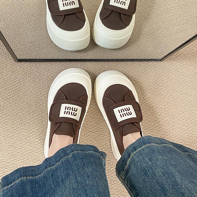 Fashion CRLAYDK Classic Canvas Tennis Shoes for Women Low Top Casual Platform Sneakers Ladies Hook&Loop Fashion Walking Soft Loafers