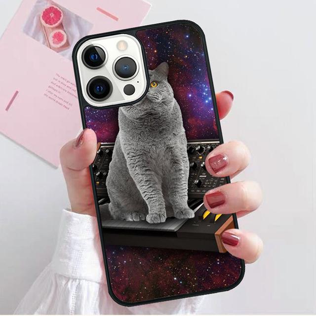 Synth Synthesizer cat Pattern Phone Case Cover For iPhone 17 Air 15 16e Pro Max 14 13 12 11 Pro Max Plus Coque