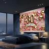 2D Flat Print 30th Birthday Photography Backdrop, Rose Gold Party Background