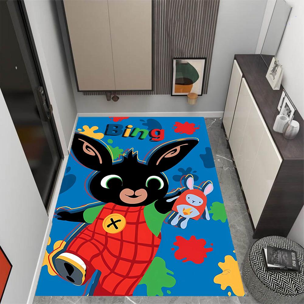 Bing's Colorful Adventure Themed Anti-Slip Rugs - Polyester Home Decor, Suitable for Bedrooms, Living Rooms, Doorways, Studios, and Decorations