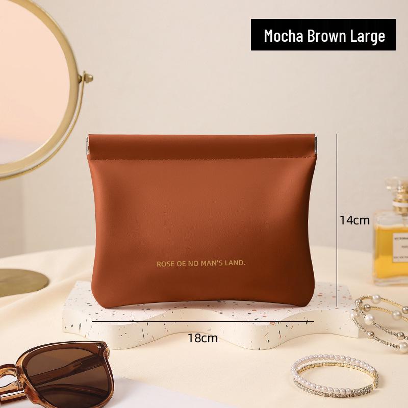 Portable Mini PU Makeup Bag with Automatic Closure for AirPods, Lipstick, and Miscellaneous Items