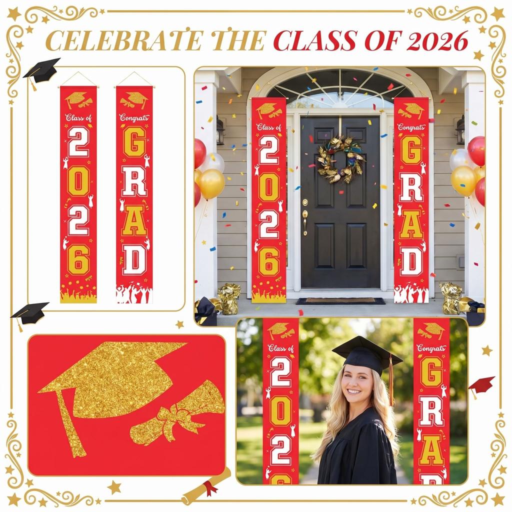 Graduation Class Decoration Door Flag Hanging Flag Graduation Party Decoration Supplies
