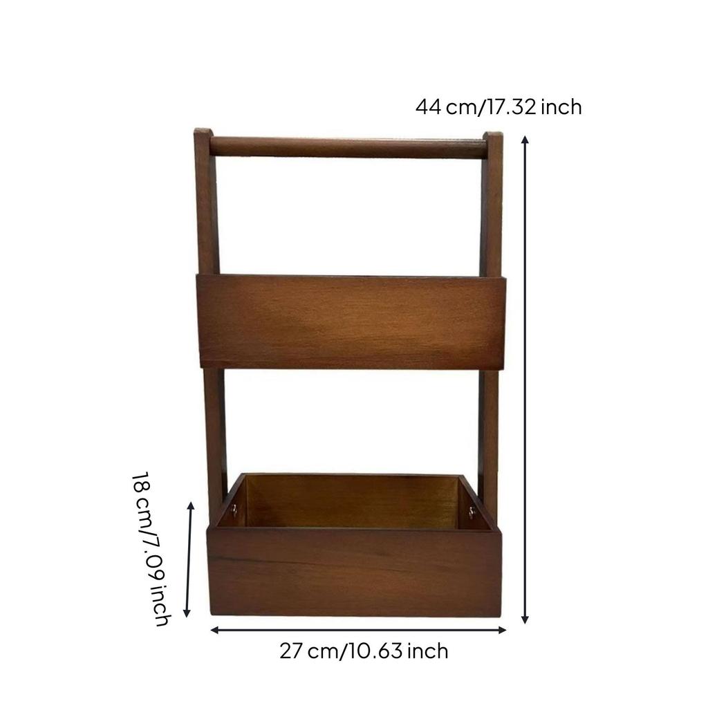 Paper Tray Organizer with Handle Wooden Desktop Storage Rack Compact for Dresser