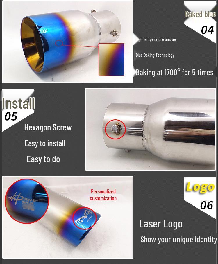 A022 Double-Layer Thickened 304 Stainless Steel Exhaust Tailpipe