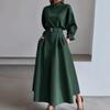 Dames loszittend rokpak Lange mouwen blouse Hoge taille midi rok Elegant effen kleur Twee delig bijpassende outfit set