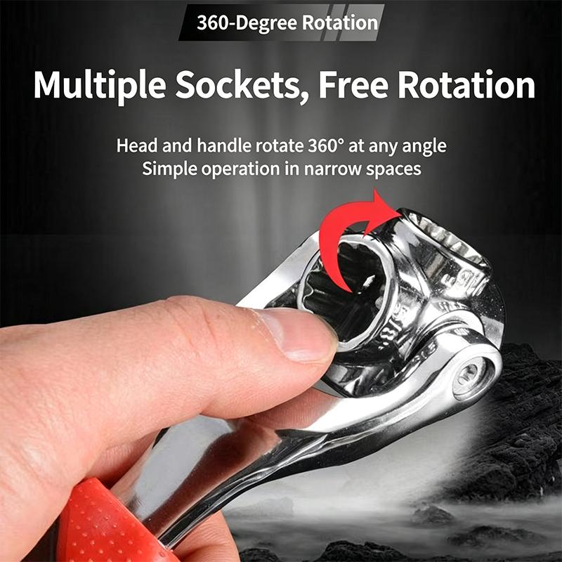 52 In 1 Multi-Functional Socket Works Universal Ratchet Wrench 360 Degree Multipurpose Non-Slip Handle Manual Tool