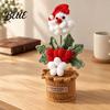 Winter Home Ornaments Crochet Potted Santa Plant Handmade Christmas Ornament Decorative Knitted Plant Gift Flower for Office Desk Bookshelf