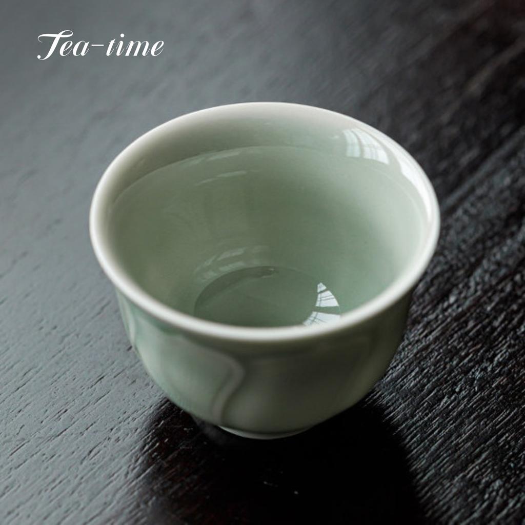 Yue Kiln Celadon Ceramic Tea Cup Handmade Lotus Cups Tea Bowl Teacup Teacups Beautiful Chinese Jingde Town Maker Mate Puera Tool